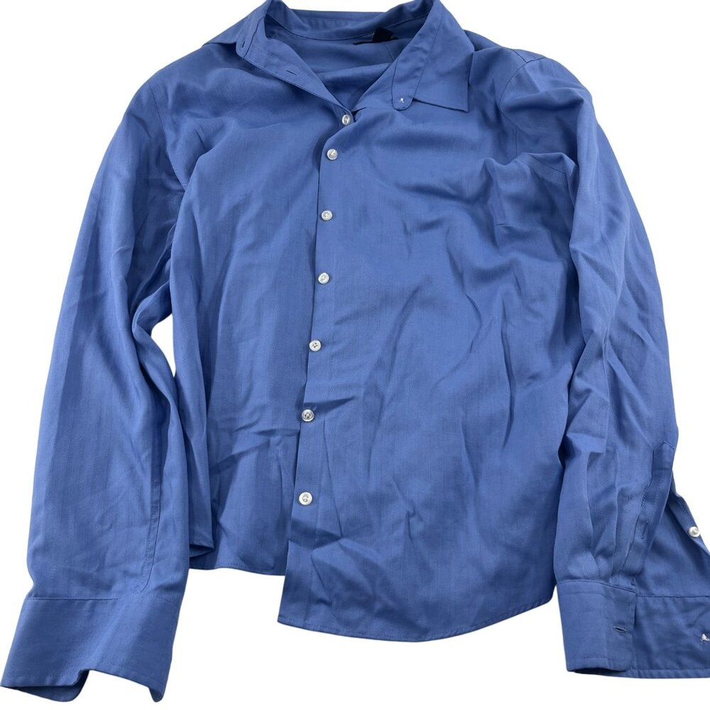 Lands' End Women's Blue Button-Up Shirt Size 14‎ Long Sleeve